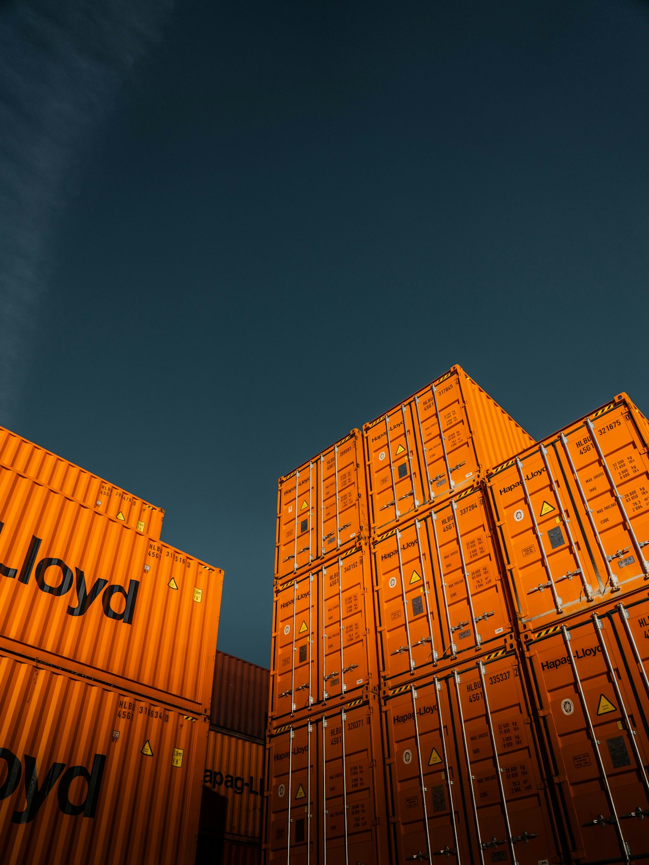 Cargo containers at a freight terminal