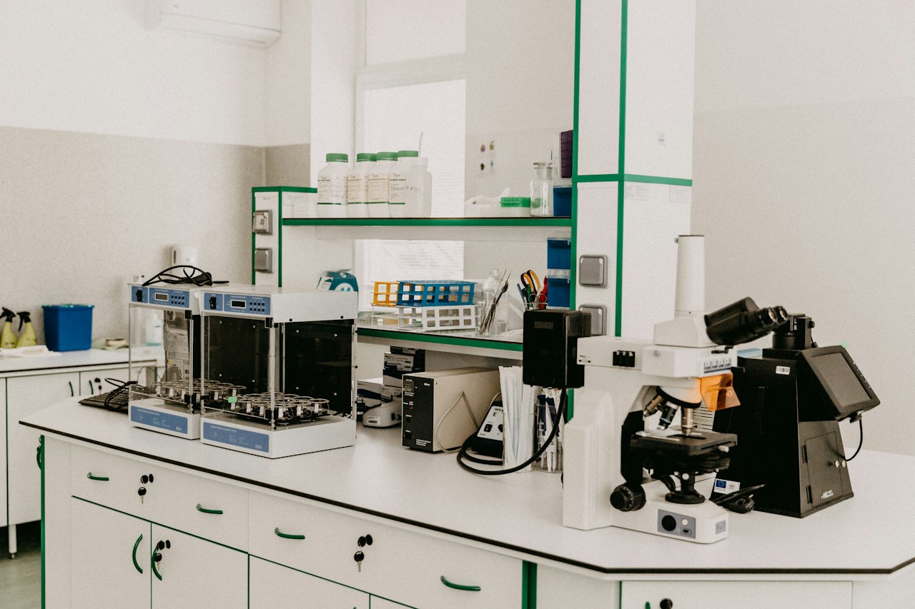 Laboratory glassware prepared for sample evaluation